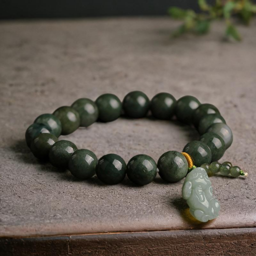 Invite Wealth & Calming Energies-Green Jade Bracelet with Pixiu