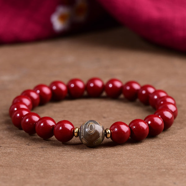Harmony and Good Fortune——Red String Tibetan Cinnaba Bracelet