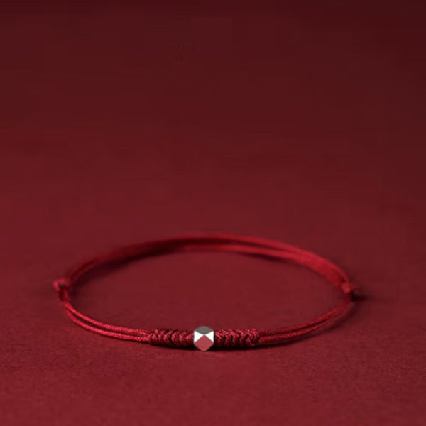 Patience and Protection- Prismatic Silver Red String Bracelet