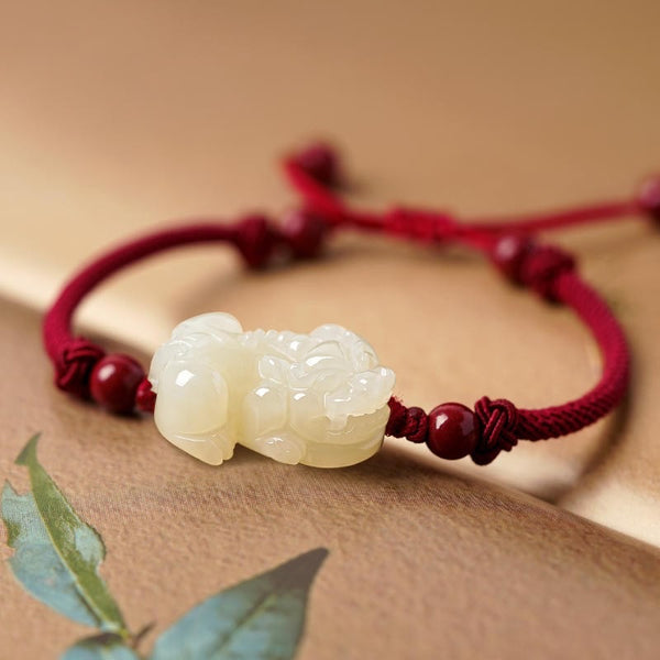Embrace Good Fortune—Hetian Jade Pi Xiu Bracelet