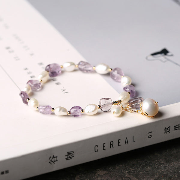 Tender Strength—Pearl & Amethyst bracelet