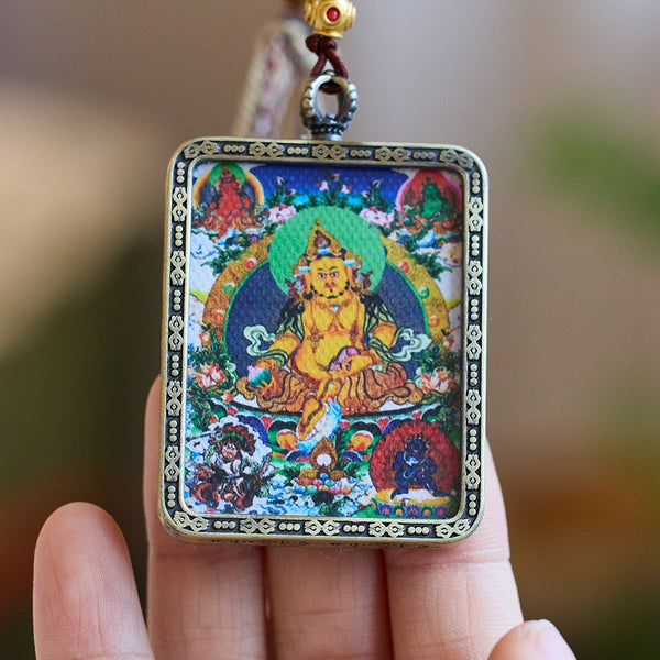 God Of Wealth—Five Dzambhalas Thangka Box Pendant Necklace