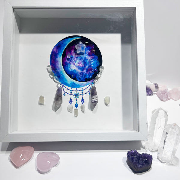 Light of the Cosmos, Guidance for the Soul—Starry Crescent Crystal Frame:
